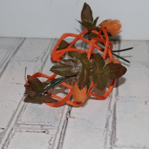 🌺 Vintage Orange & Rose Headband Floral Flair · Soft Texture · Retro Romance - Picture 3 of 5
